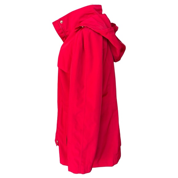 London Fog Full Zip Button Down Hooded Red Raincoat Jacket Windbreaker - Large - Picture 2 of 8